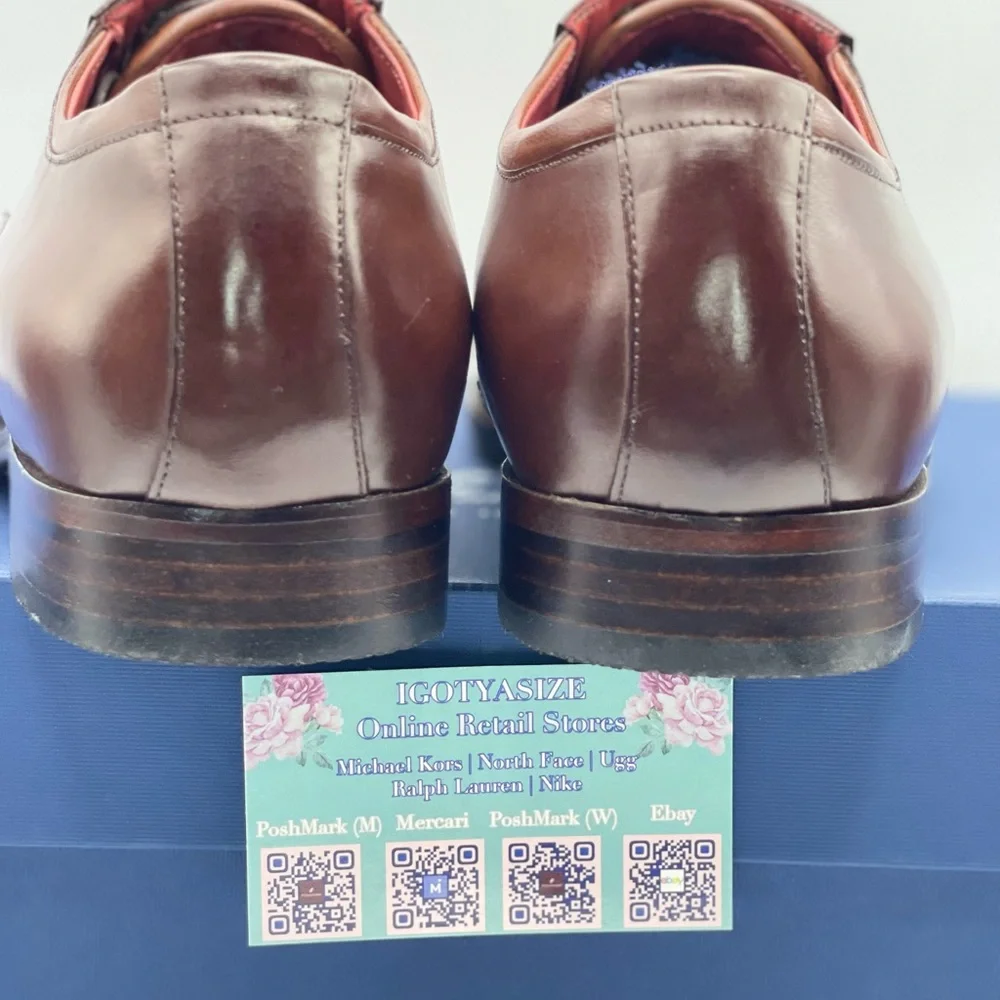 MASSIMO MATTEO WOVEN BROWN LEATHER‎ LACE-UP MOC TOE WINGTIP SHOE (SIZE 9.5)